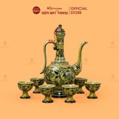 Bộ Bình Rượu Vẽ Tay Hoa Sen Dây