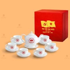 Bộ Ấm Chén Trà Camelia Kẻ Vàng